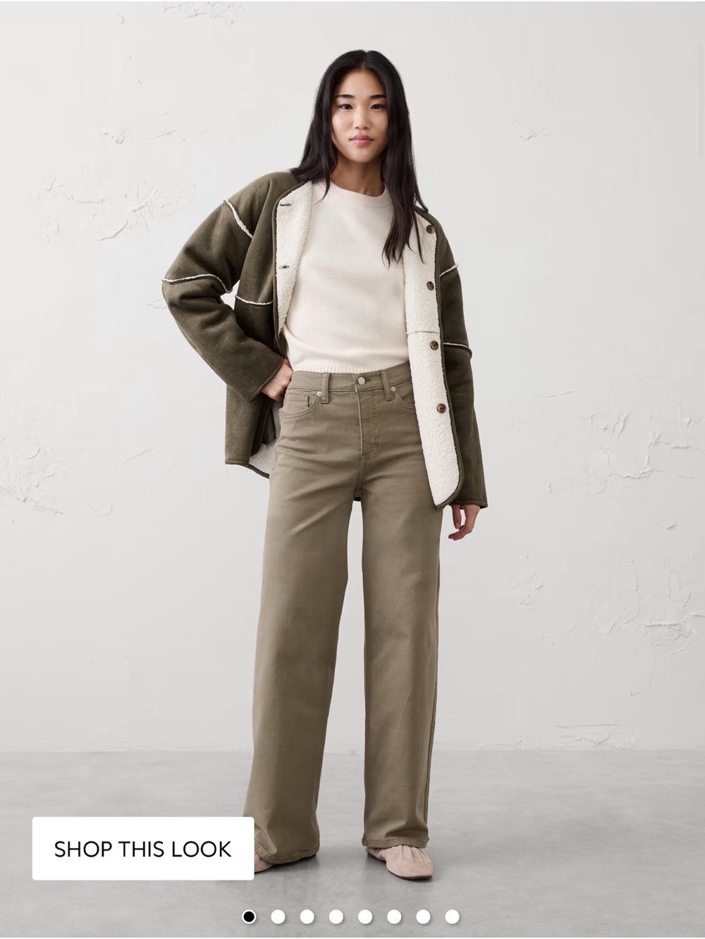 Banana Republic Women’s Wide-Leg High Rise Jeans in Olive